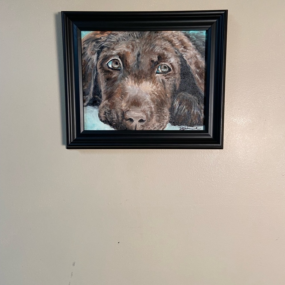 Lab Pup Oil On Canvas Framed 8x10” - Picture 5 of 5